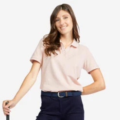 Polo Golf Manches Courtes Femme - MW500 Rose Pâle