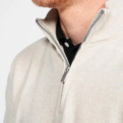 Pull Golf 1/2 Zip Homme - MW500 écru -Golf Élite Prix pull golf 12 zip homme mw500 ecru 2