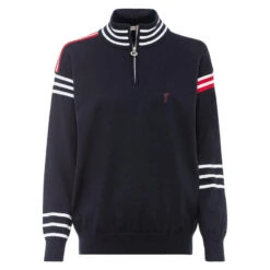 Pullover En Maille Tricolore Femme Golfino Classic Tricolore